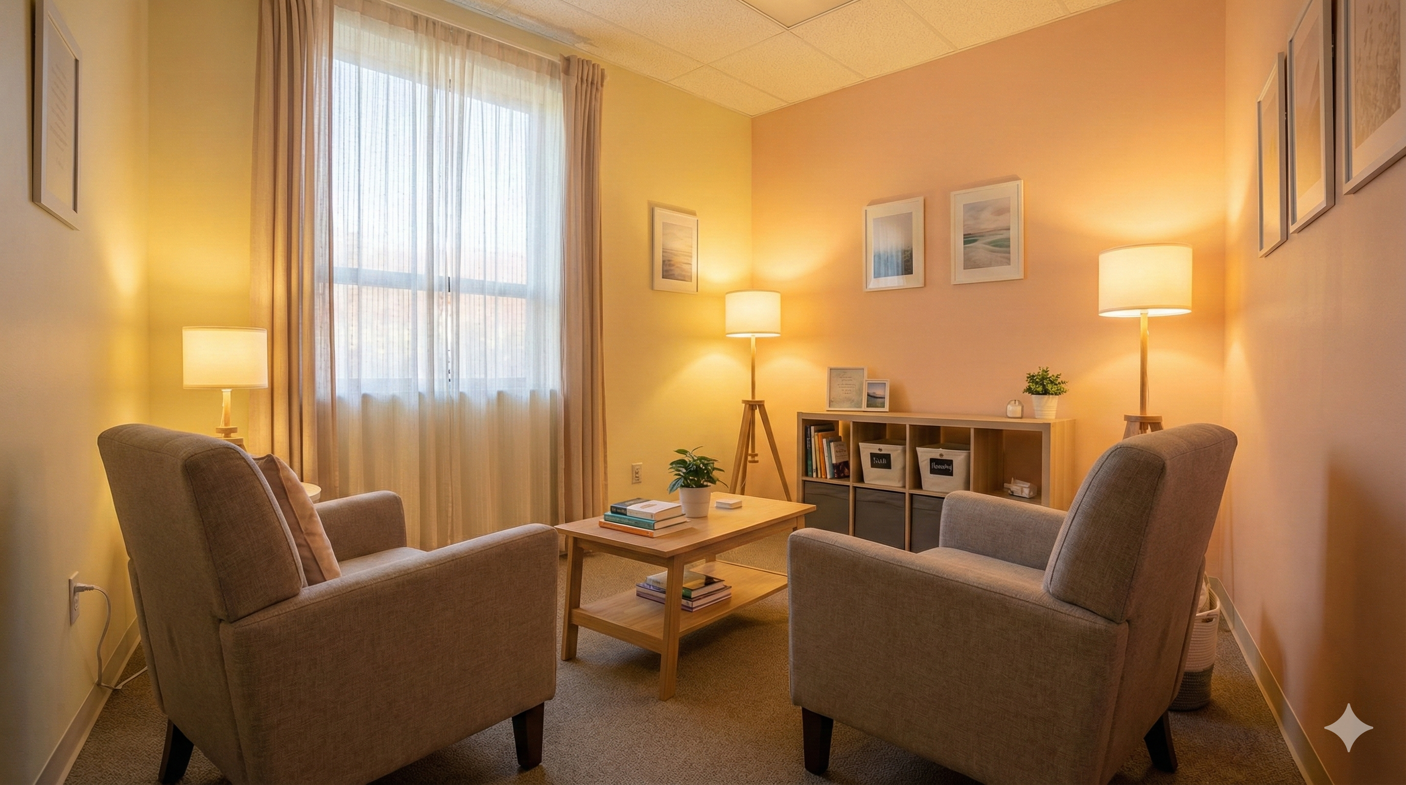 따뜻한 조명의 공간